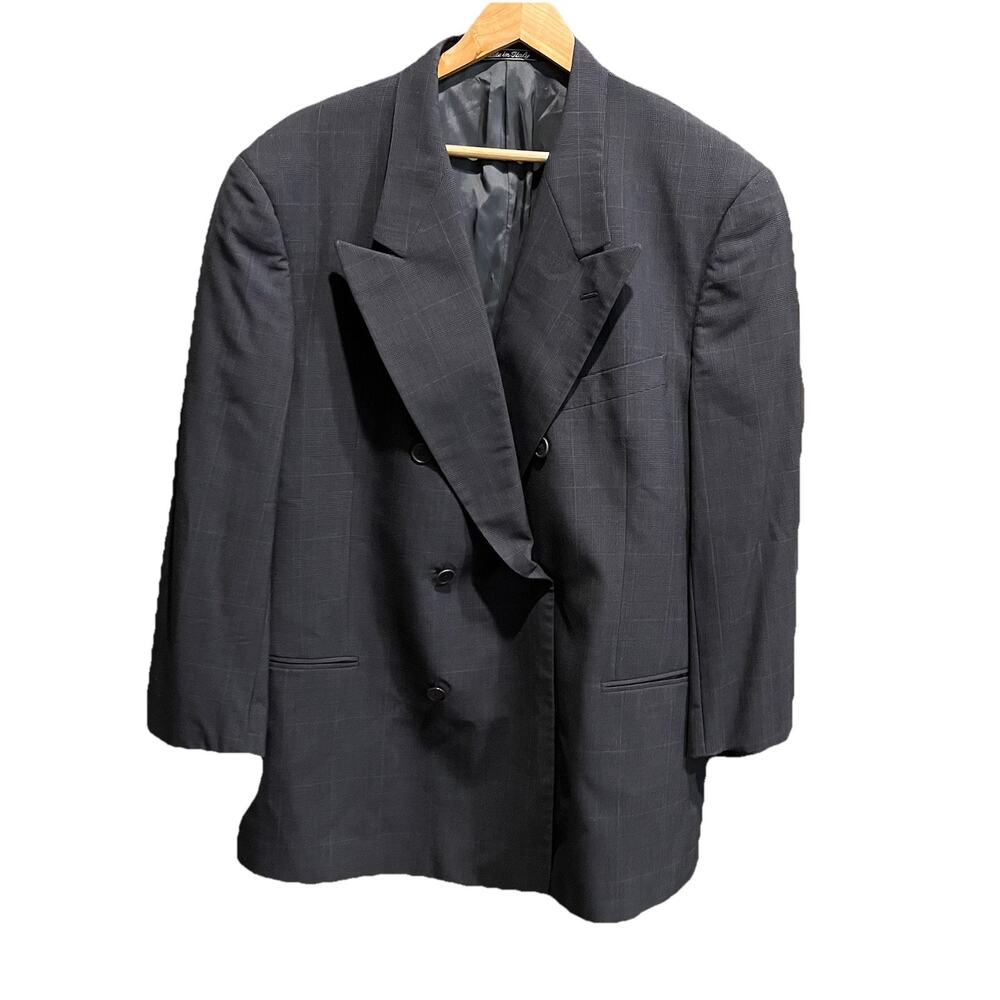 Mani Gray Check‎ 100% Pure Virgin Wool Men's Sports Jacket Blazer Size 46R